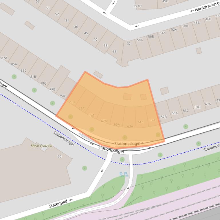 Kaart van postcodegebied 3033HD.