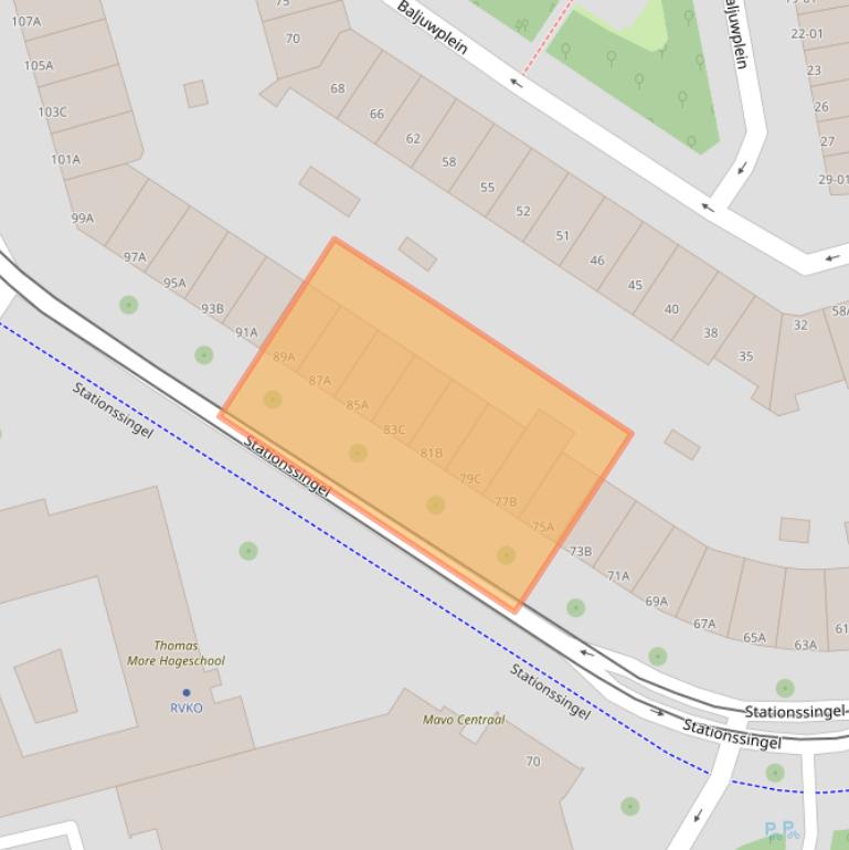 Kaart van postcodegebied 3033HE.