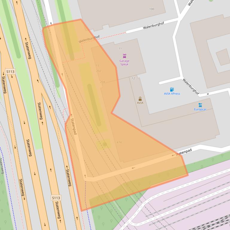 Kaart van postcodegebied 3033JA.