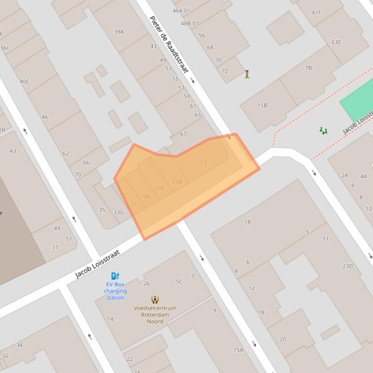 Kaart van postcodegebied 3033RB.