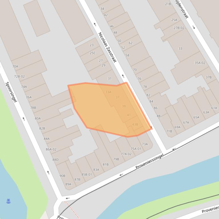 Kaart van postcodegebied 3033TC.