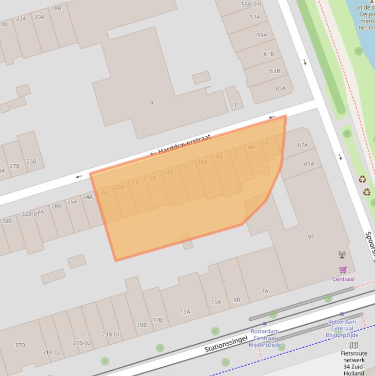 Kaart van postcodegebied 3033XK.