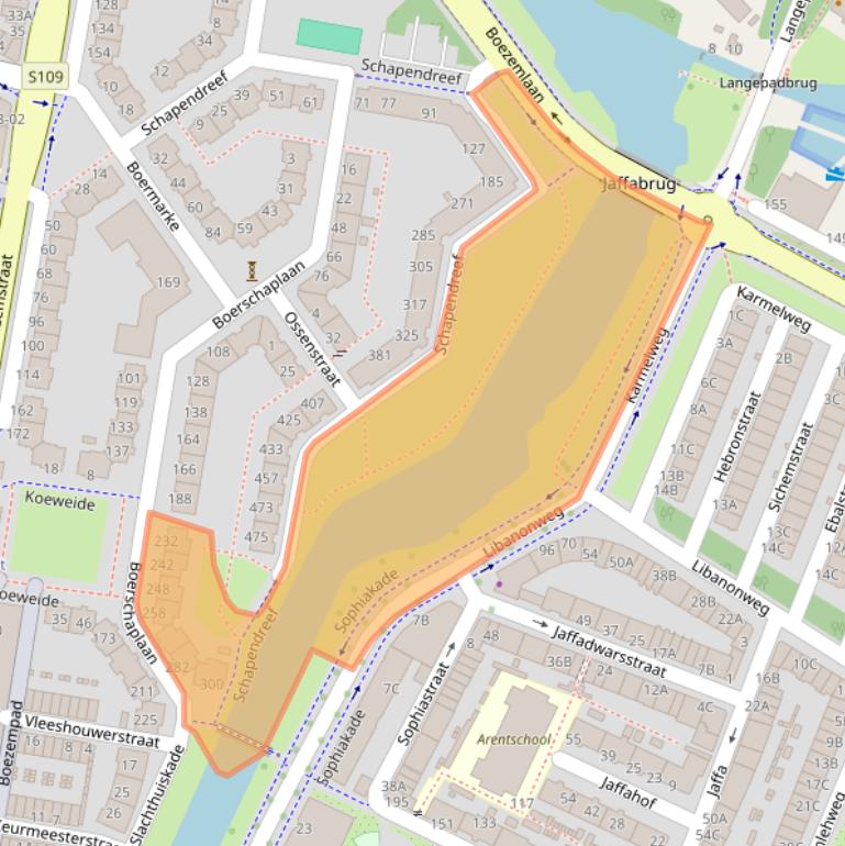 Kaart van postcodegebied 3034ZE.