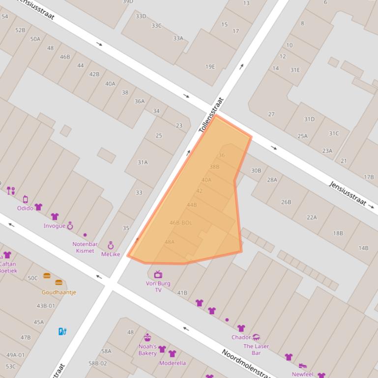 Kaart van postcodegebied 3035NJ.