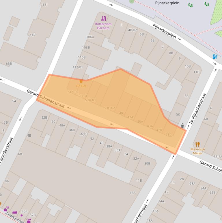 Kaart van postcodegebied 3035SE.