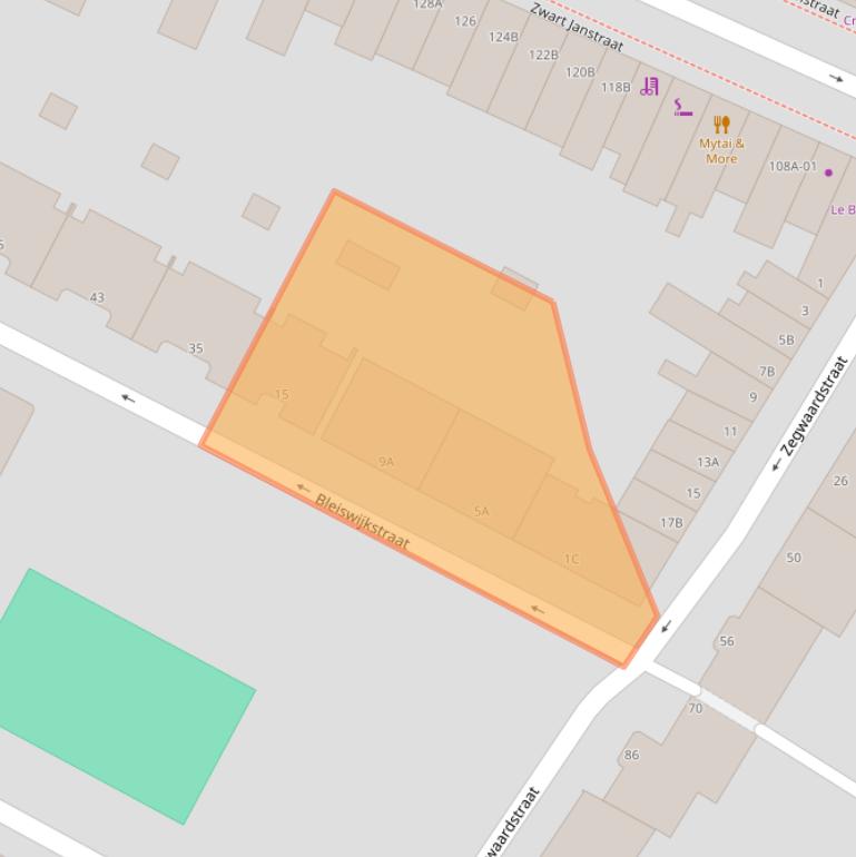 Kaart van postcodegebied 3035TJ.