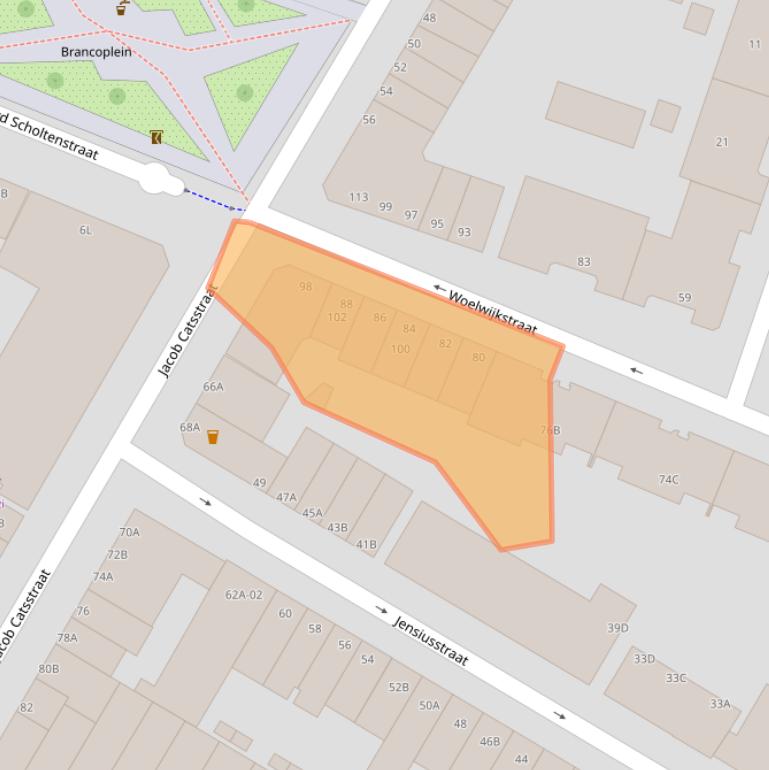 Kaart van postcodegebied 3035VW.