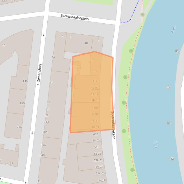 Kaart van postcodegebied 3036EA.