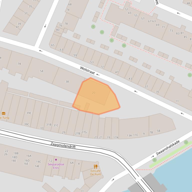 Kaart van postcodegebied 3036JS.