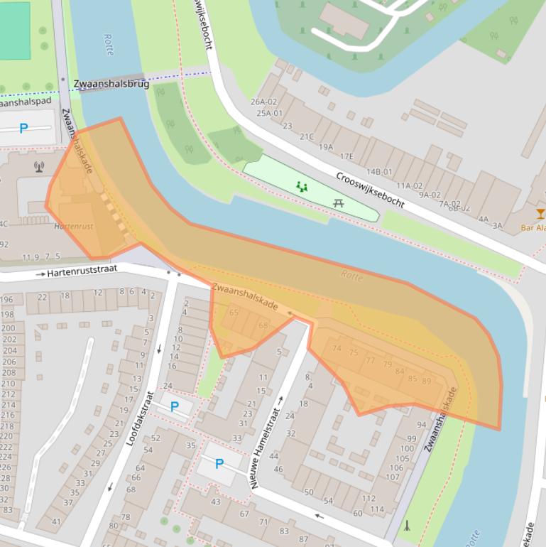 Kaart van postcodegebied 3036JZ.
