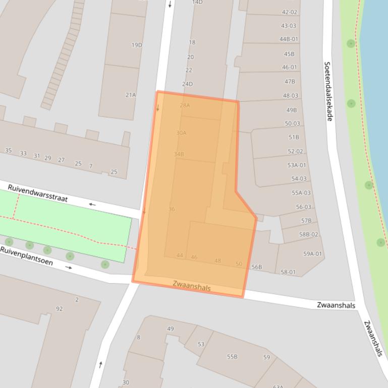 Kaart van postcodegebied 3036KS.