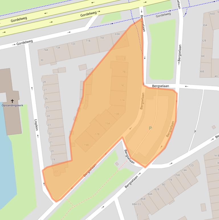 Kaart van postcodegebied 3037BA.