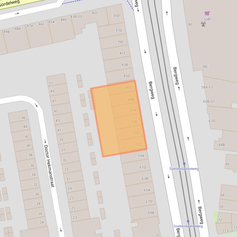 Kaart van postcodegebied 3037EB.