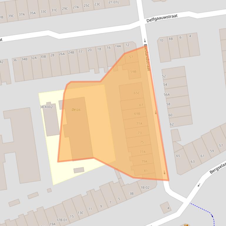 Kaart van postcodegebied 3037LB.