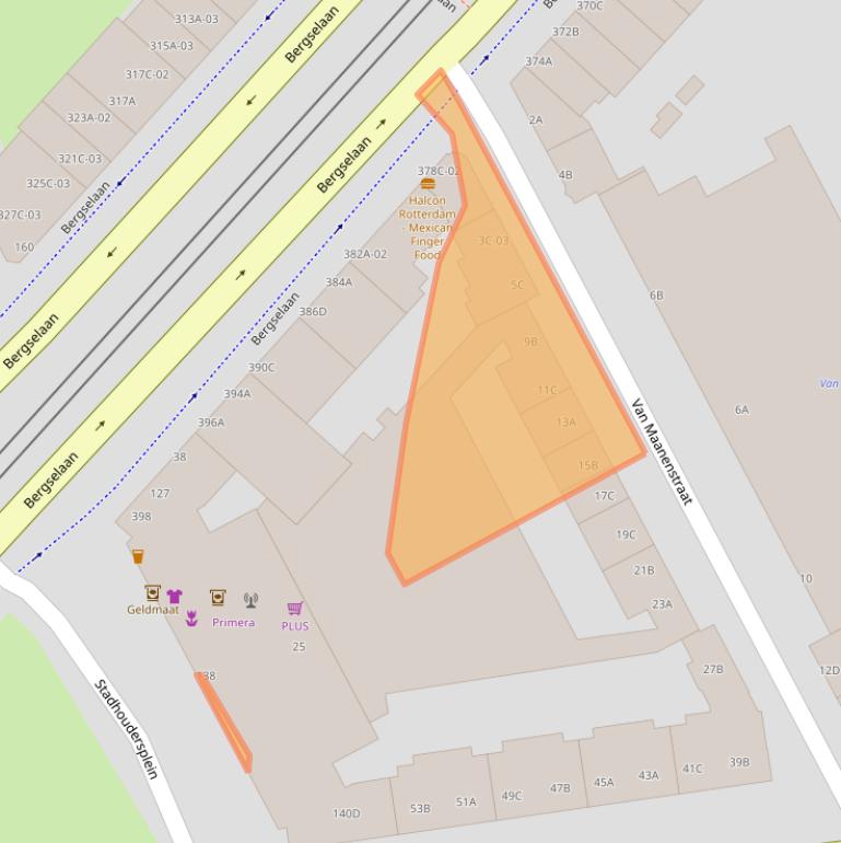 Kaart van postcodegebied 3038CW.