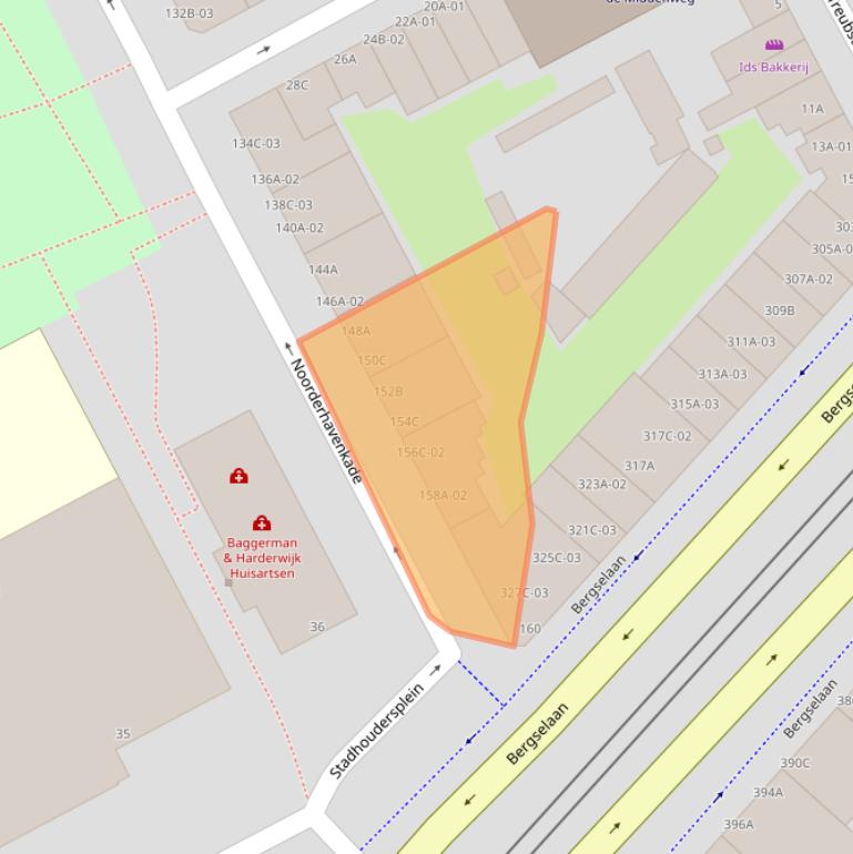 Kaart van postcodegebied 3038XV.