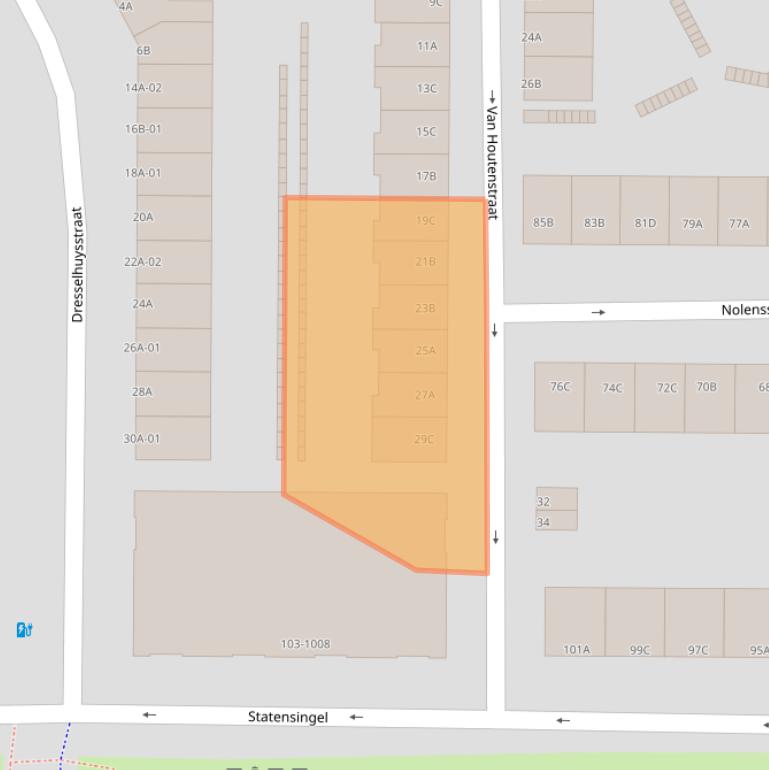 Kaart van postcodegebied 3039PB.