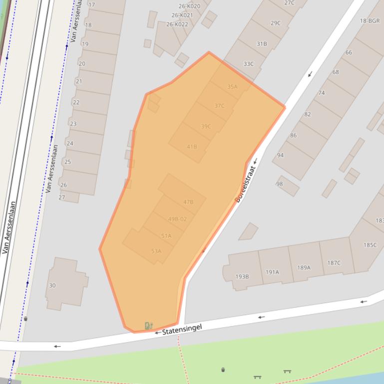 Kaart van postcodegebied 3039WJ.