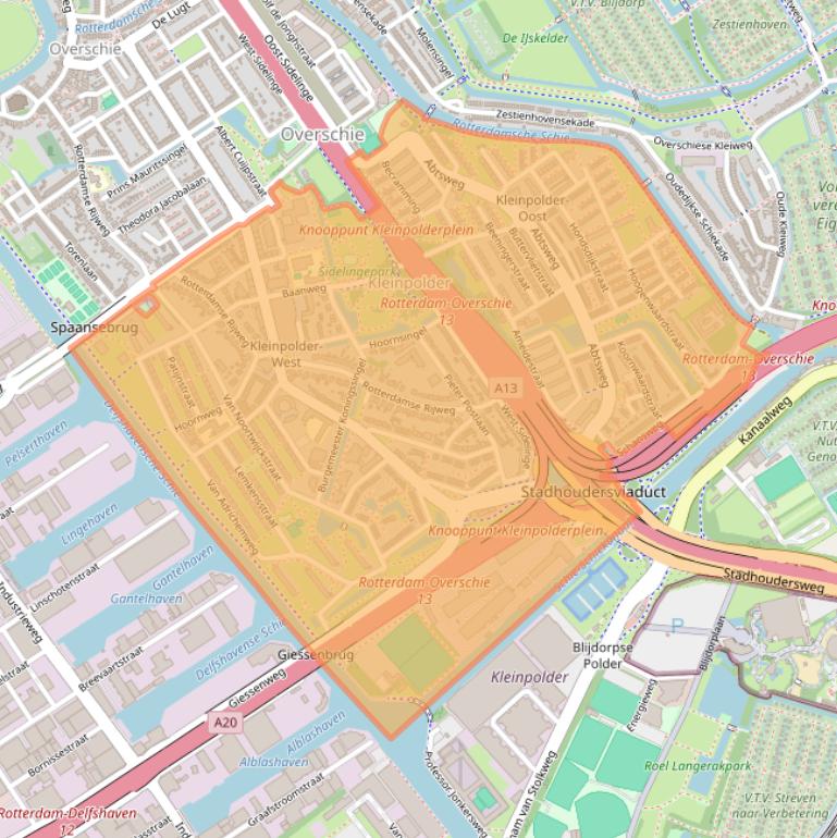 Kaart van postcodegebied 3042.