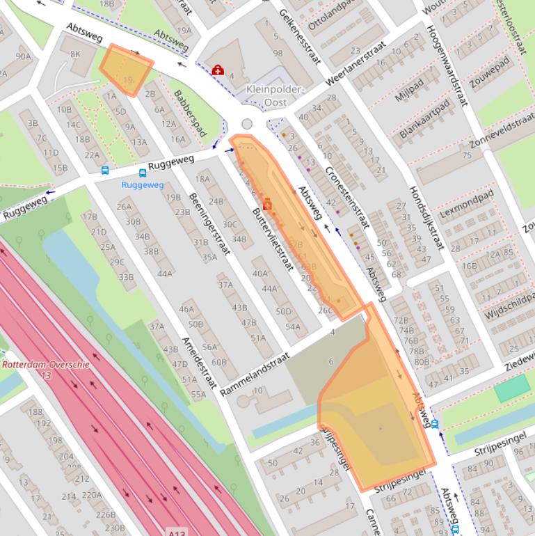 Kaart van postcodegebied 3042GA.