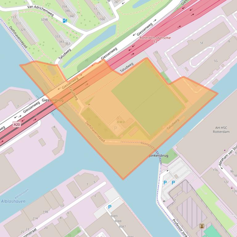 Kaart van postcodegebied 3042JZ.