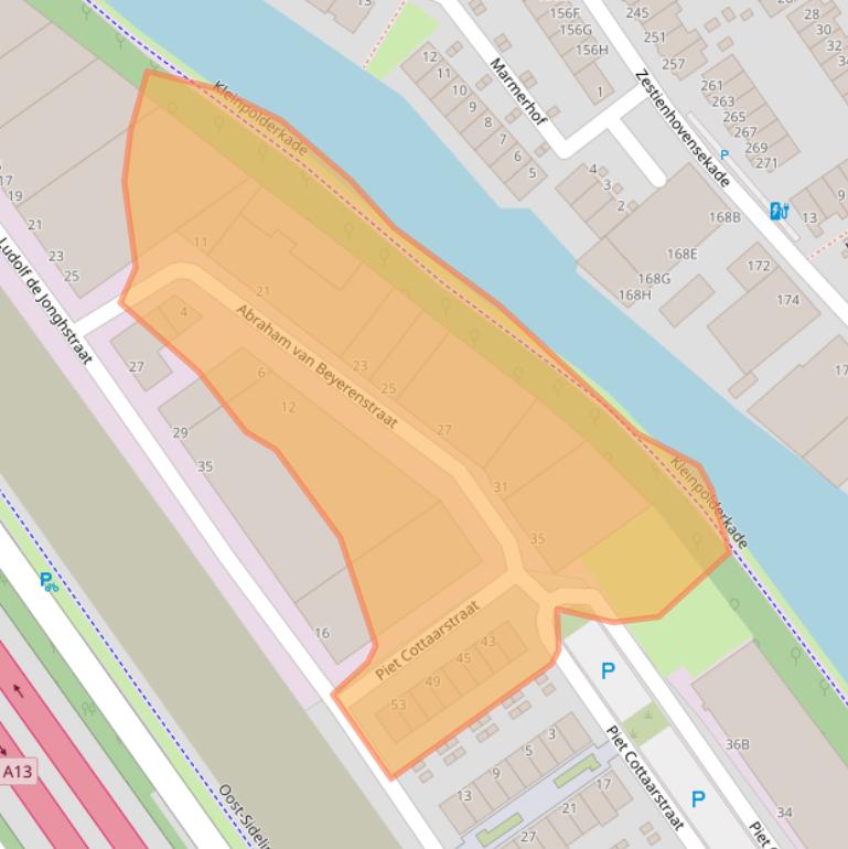 Kaart van postcodegebied 3043JA.