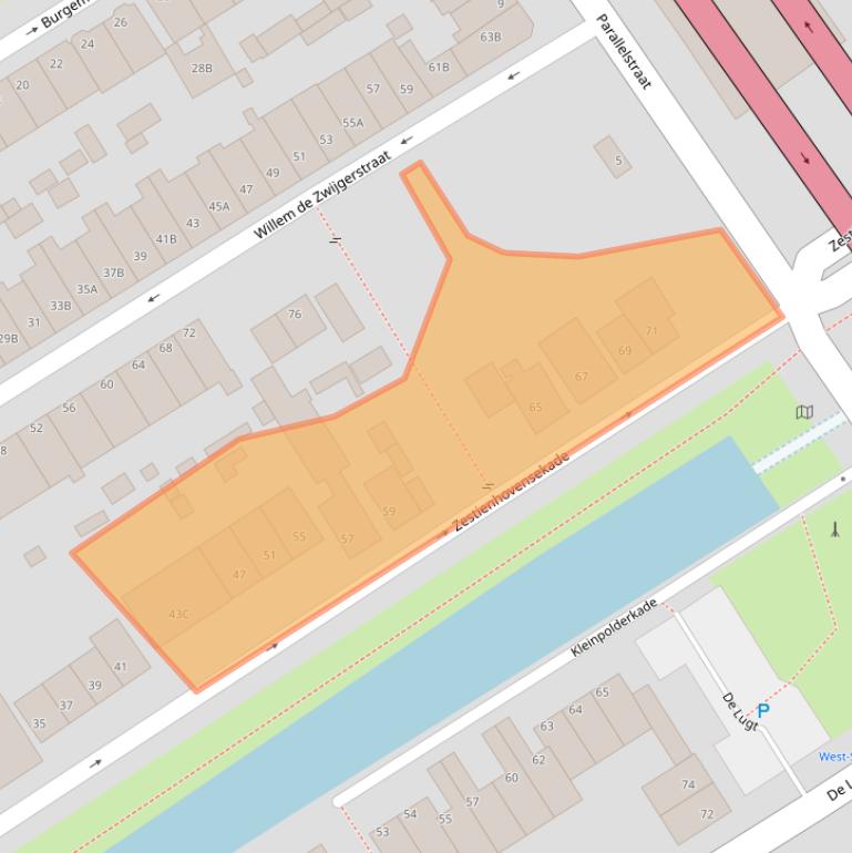 Kaart van postcodegebied 3043KJ.