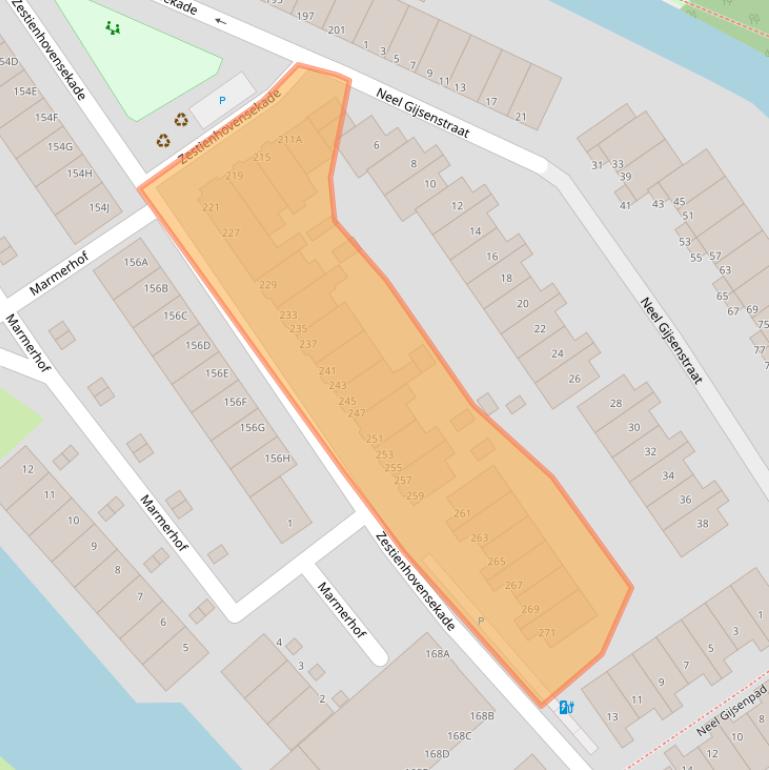 Kaart van postcodegebied 3043KN.