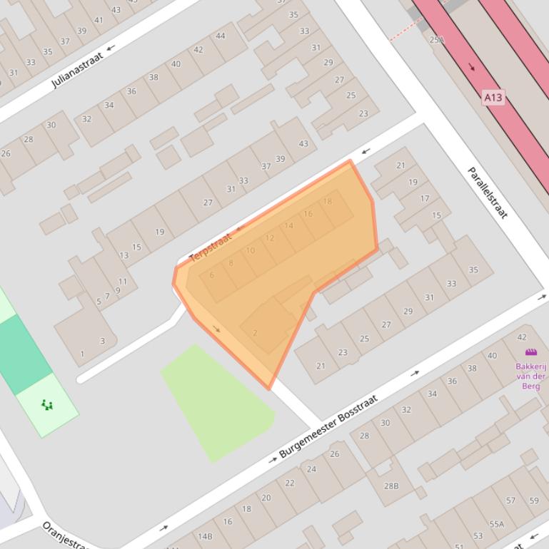 Kaart van postcodegebied 3043TZ.