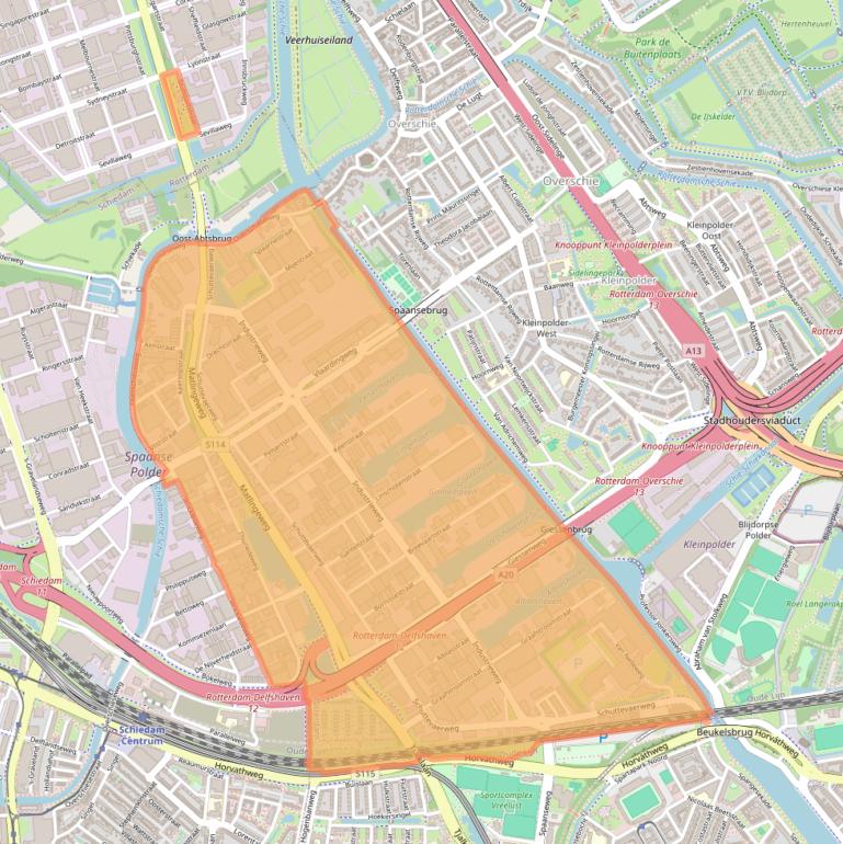 Kaart van postcodegebied 3044.