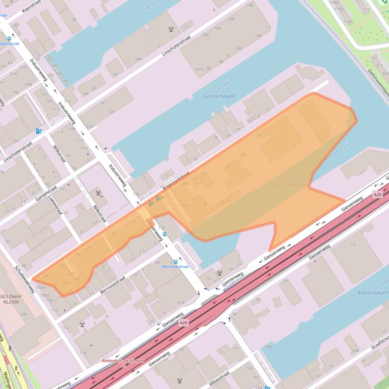 Kaart van postcodegebied 3044AH.