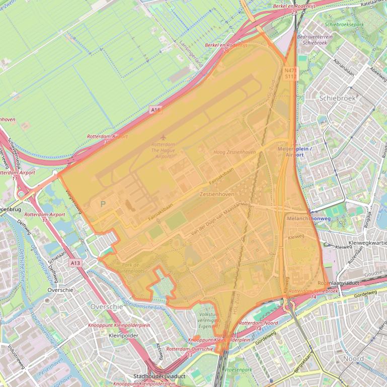 Kaart van postcodegebied 3045.