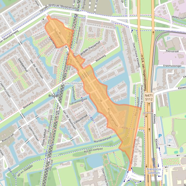 Kaart van postcodegebied 3045BJ.
