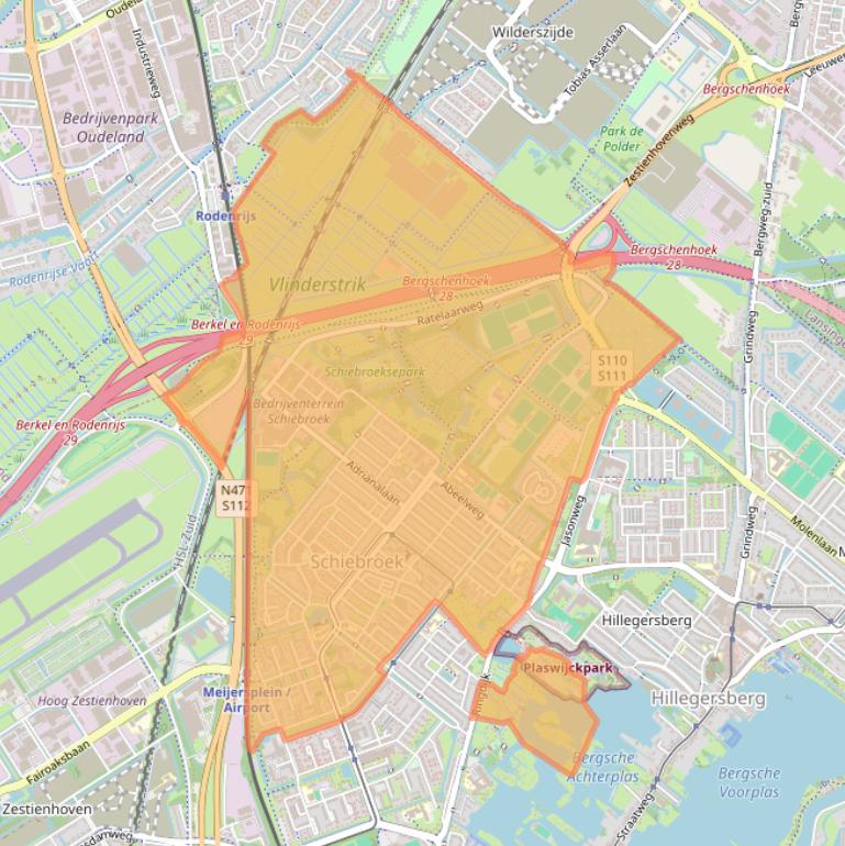 Kaart van postcodegebied 3053.