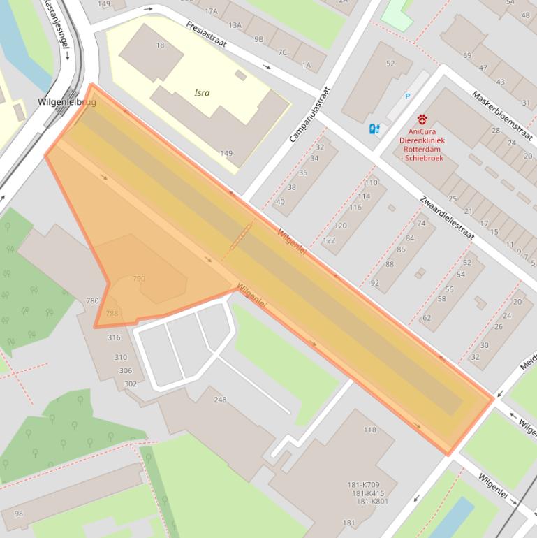 Kaart van postcodegebied 3053CW.