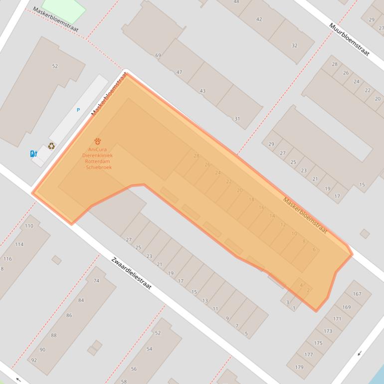 Kaart van postcodegebied 3053EE.