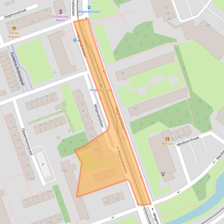 Kaart van postcodegebied 3053SE.