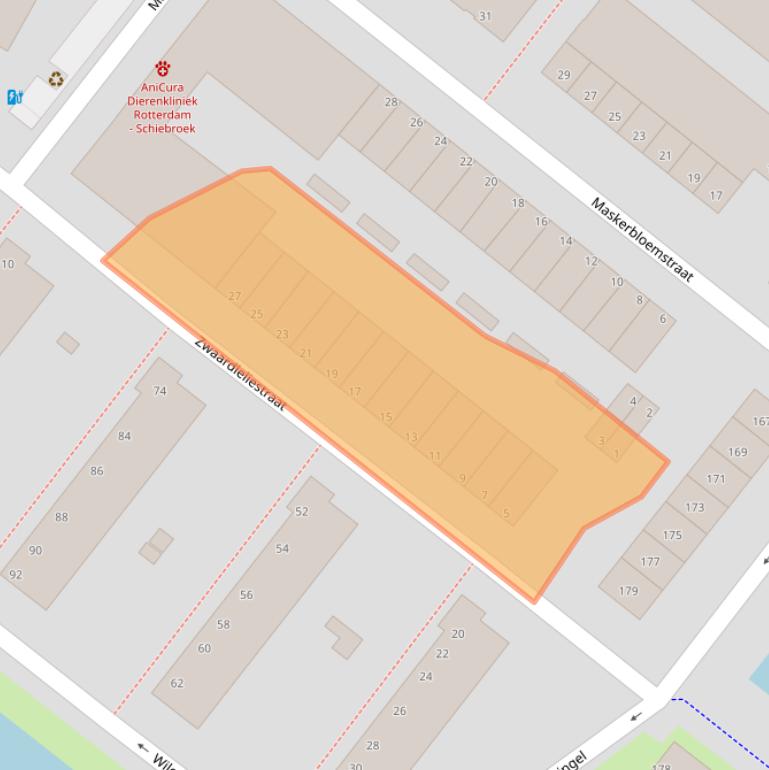 Kaart van postcodegebied 3053VV.