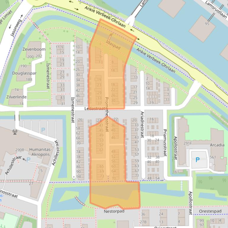 Kaart van postcodegebied 3054WD.