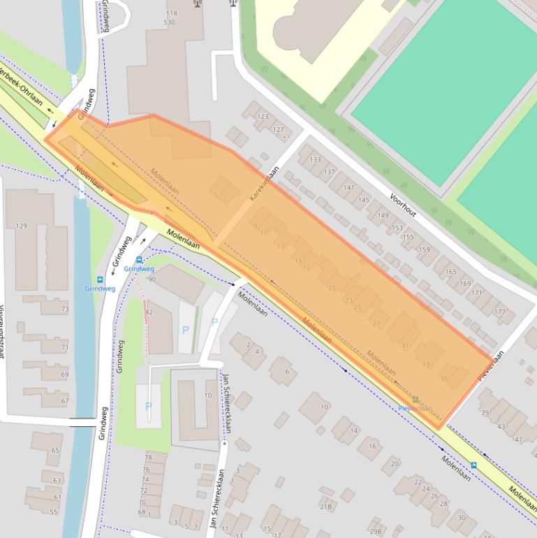 Kaart van postcodegebied 3055EE.