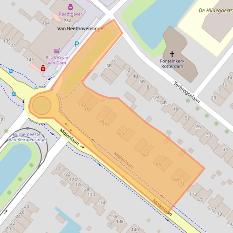 Kaart van postcodegebied 3055GA.