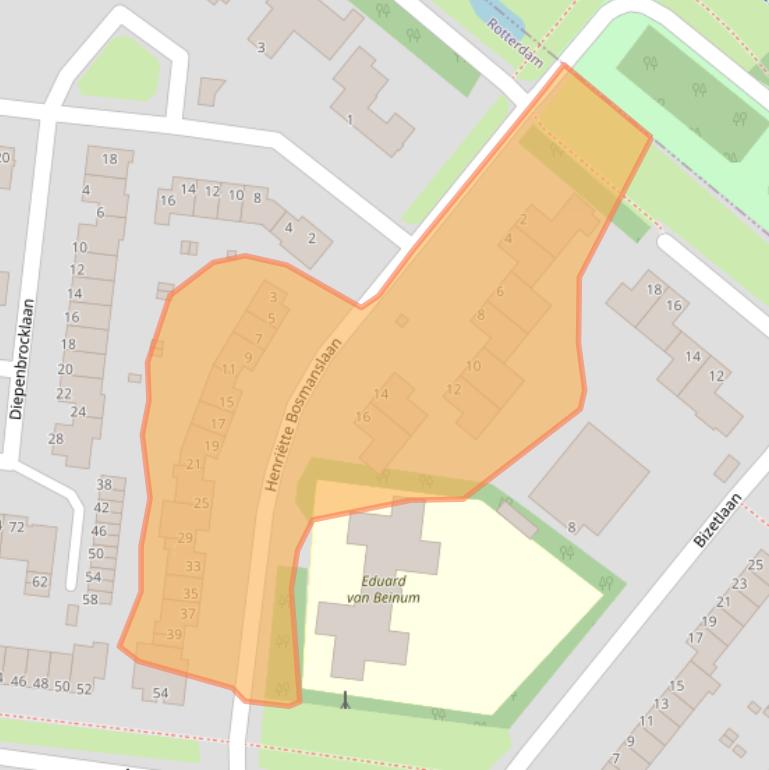 Kaart van postcodegebied 3055WG.