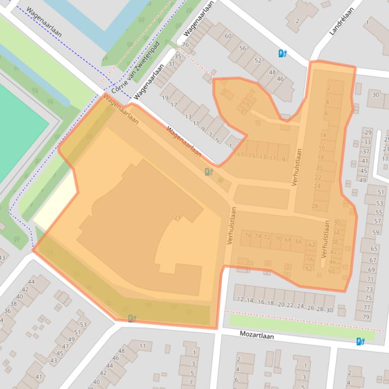 Kaart van postcodegebied 3055WJ.