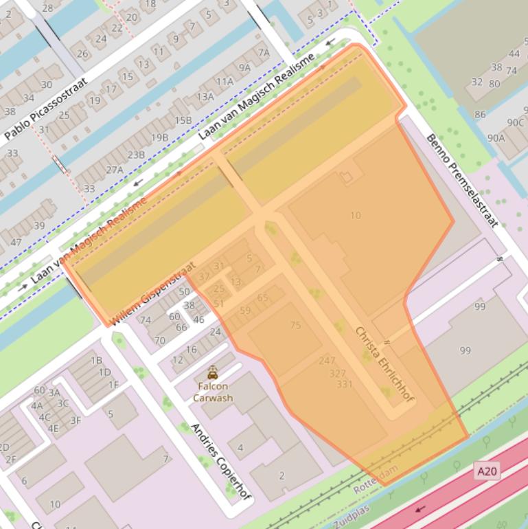 Kaart van postcodegebied 3059LL.