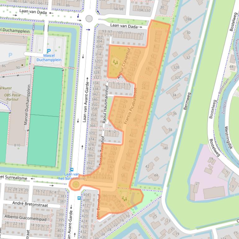 Kaart van postcodegebied 3059RP.