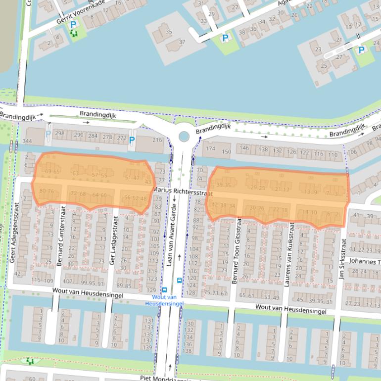 Kaart van postcodegebied 3059TH.