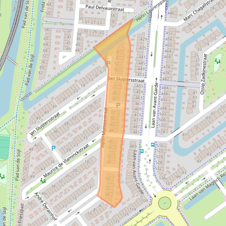Kaart van postcodegebied 3059VB.