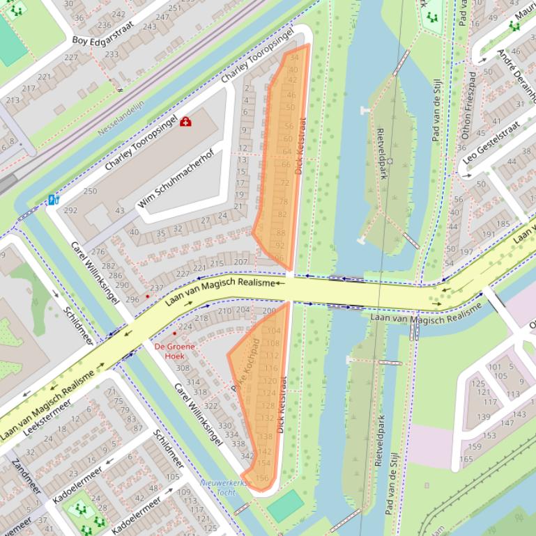 Kaart van postcodegebied 3059WC.