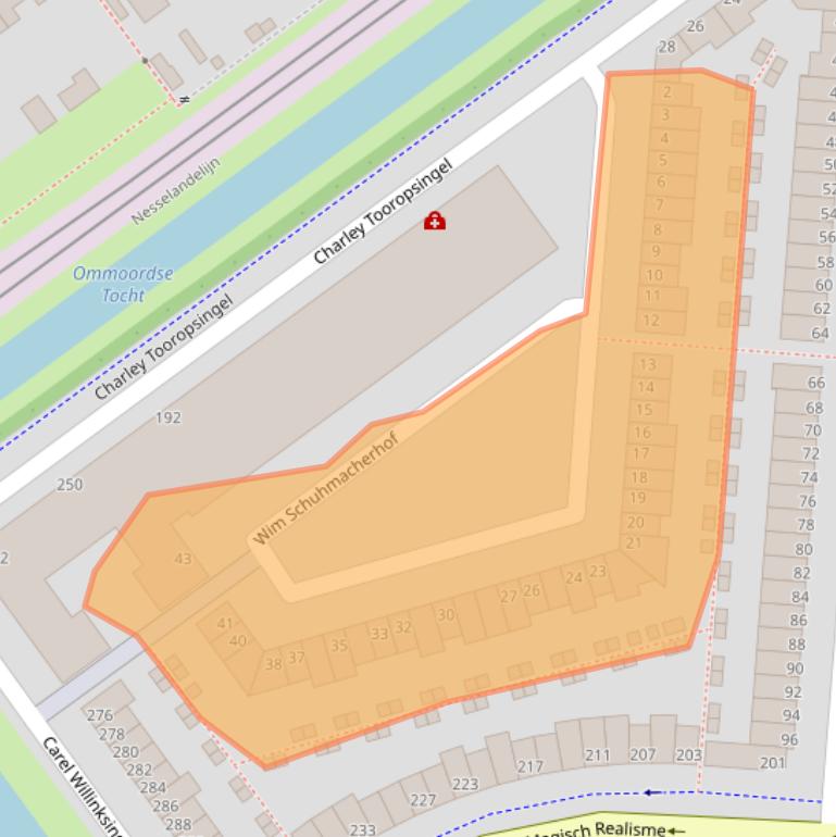 Kaart van postcodegebied 3059WE.