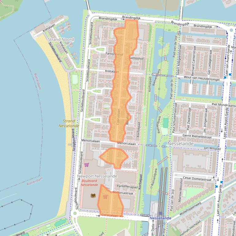 Kaart van postcodegebied 3059XA.